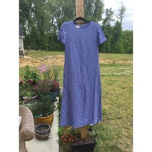 Vintage Talbots Womens Brocade Midi Dress Size 10 Blue Floral Classic Formal MOB